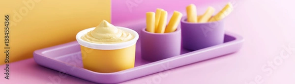 Fototapeta Delicious plant based recipes featuring creamy dips and crispy snacks create delightful experience for all food lovers