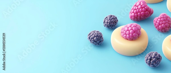 Obraz Delight in these plant based recipes featuring creamy desserts topped with fresh berries that create deliciously sweet experience