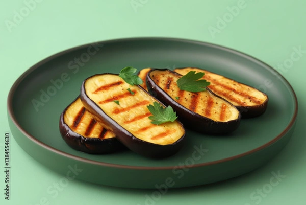 Obraz Grilled eggplant slices are delicious plant based option for recipes that highlight healthy eating and flavor