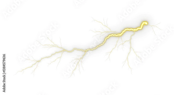 Fototapeta Yellow Lightning Bolt Strike, Lightning Bolt, Thunderstorm and Light Effect, Isolated On Transparent Background PNG.