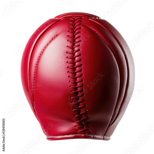 Fototapeta A vibrant red boxing glove close-up with intricate stitching isolated against a transparent background.