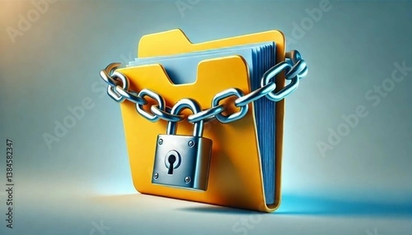 Obraz Secure File Folder with Chain and Lock - Modern Encryption Design