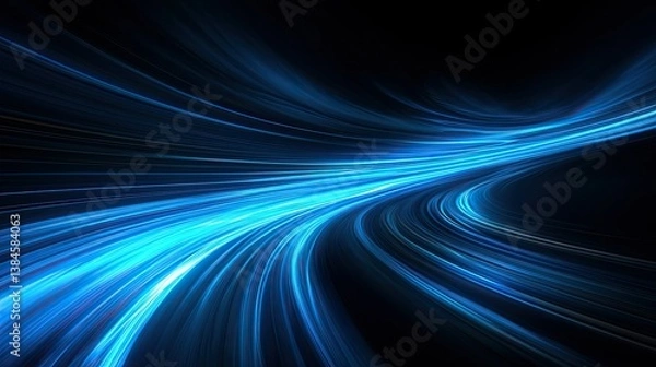 Fototapeta Abstract blue speed lines on a black background Motion and energy.