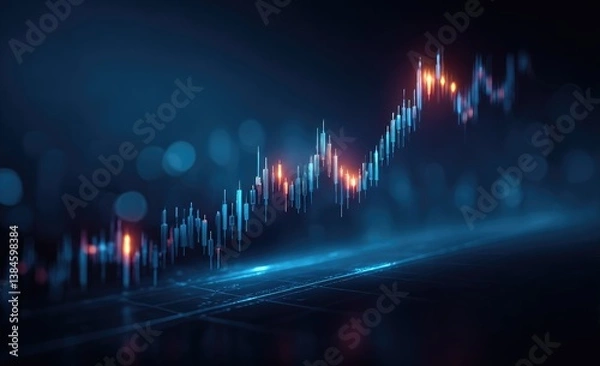 Obraz Abstract Glowing Stock Market Chart Visualization