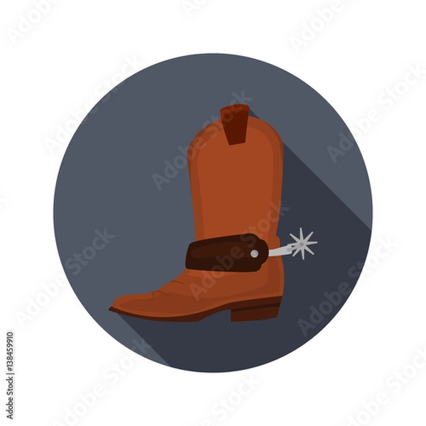 Fototapeta Cowboy shoes color flat icon for web and mobile design