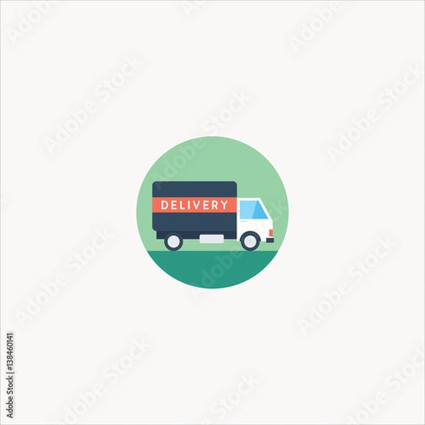 Fototapeta delivery truck icon flat design