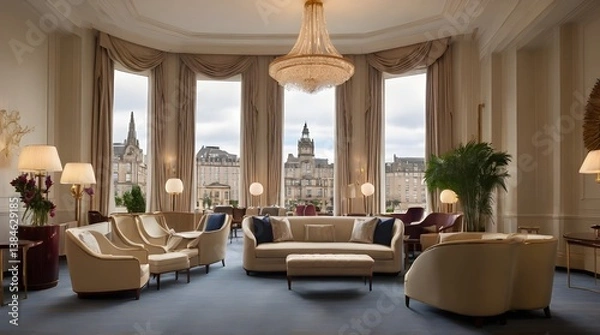 Fototapeta Waldorf Astoria Hotel in Edinburgh.generative.ai