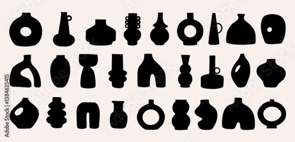Obraz Set of hand draw modern abstract vases set. 