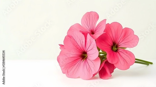 Fototapeta Delicate pink geranium bouquet indoor setting floral photography minimalist design close-up nature's elegance
