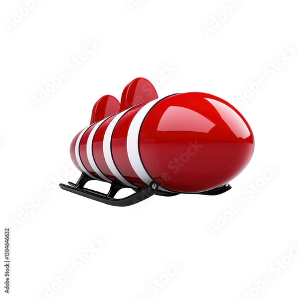 Fototapeta A vibrant red bob sled ready for winter sports competition isolated against a transparent background.
