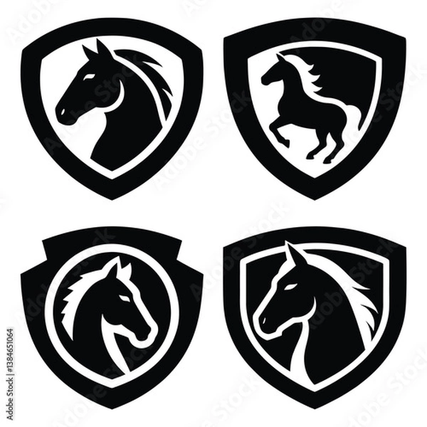 Obraz Four Horse Logos in Shields, Ready for Branding or Design Projects