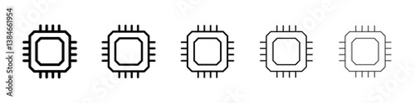 Fototapeta Chip icons vectors set in different stroke lines