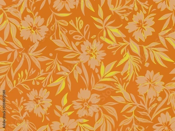 Fototapeta seamless floral background, seamless floral pattern, seamless pattern with flowers