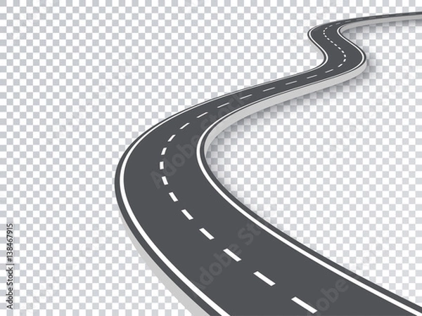 Fototapeta Winding Road Isolated Transparent Special Effect. Road way location infographic template. Vector EPS 10