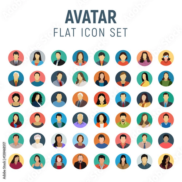 Fototapeta avatar flat icon set