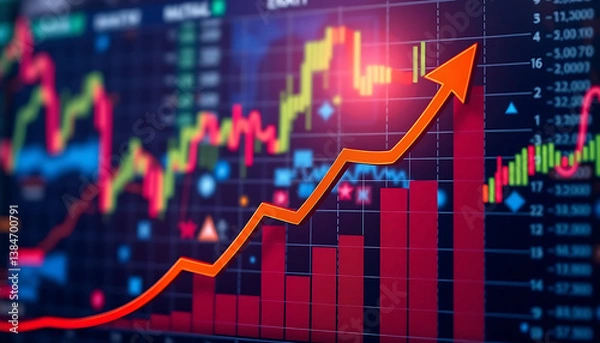 Obraz Growth business graph finance data diagram concept on stock market background with financial investment economy analysis chart or increase profit economic strategy success goal motivation development
