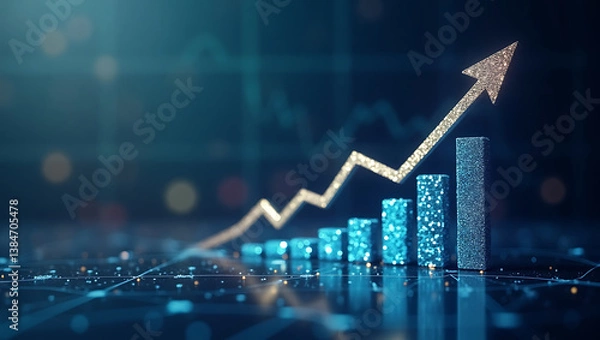 Obraz Growth business graph finance data diagram concept on stock market background with financial investment economy analysis chart or increase profit economic strategy success goal motivation development
