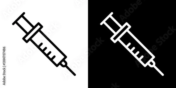 Fototapeta Syringe injection icons vector set in stroke line style
