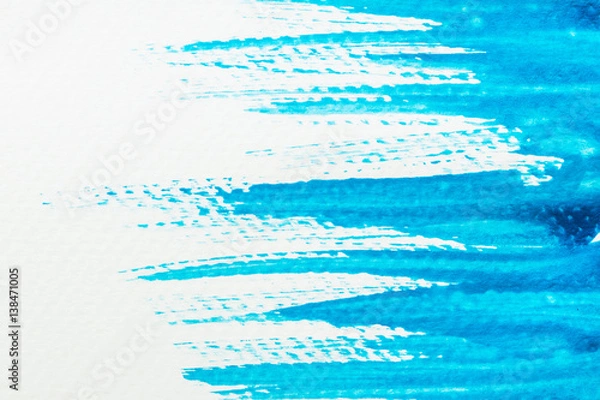 Fototapeta Abstract blue watercolor texture for background with copyspace