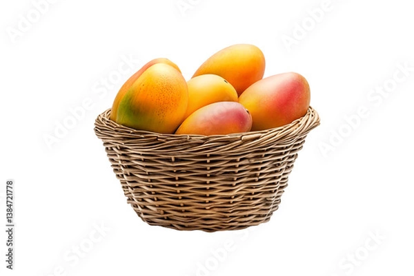 Obraz Fresh mangoes in a basket isolated on transparent background