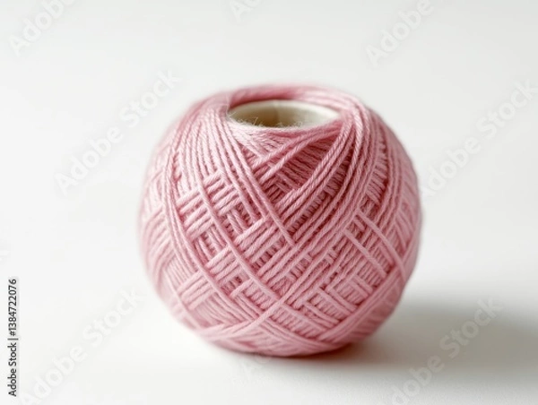 Obraz A Close-up of a Soft Pink Ball of Yarn.