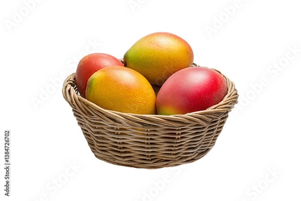 Obraz Fresh mangoes in a basket isolated on transparent background