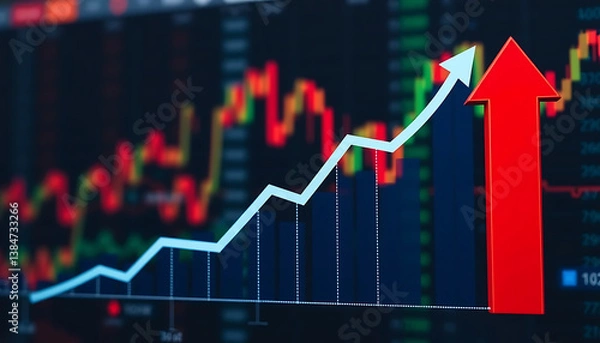 Obraz Growth business graph finance data diagram concept on stock market background with financial investment economy analysis chart or increase profit economic strategy success goal motivation development
