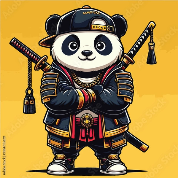 Obraz Samurai Panda in Snapback and Chains