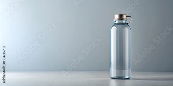 Obraz Transparent Water Bottle on Table with Clean White Background