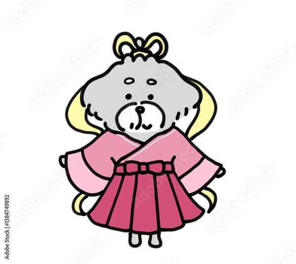 Fototapeta 手描きの犬の織姫イラスト