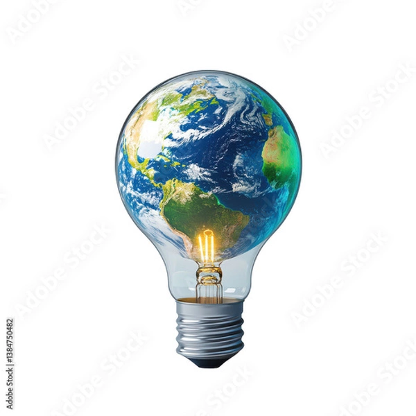 Obraz Planet Earth inside a glowing lightbulb sustainable energy idea