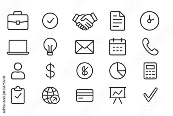 Fototapeta Business Icons Set for Finance, Communication, and Planning Needs