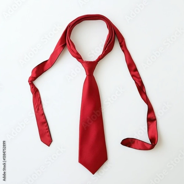 Obraz Elegant Red Necktie Isolated on White Background.