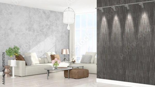Fototapeta Modern bright interior . 3D rendering