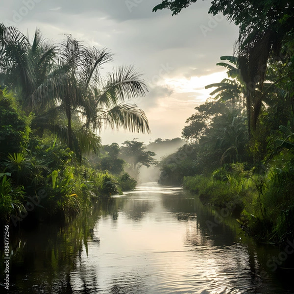 Obraz sunset over the river