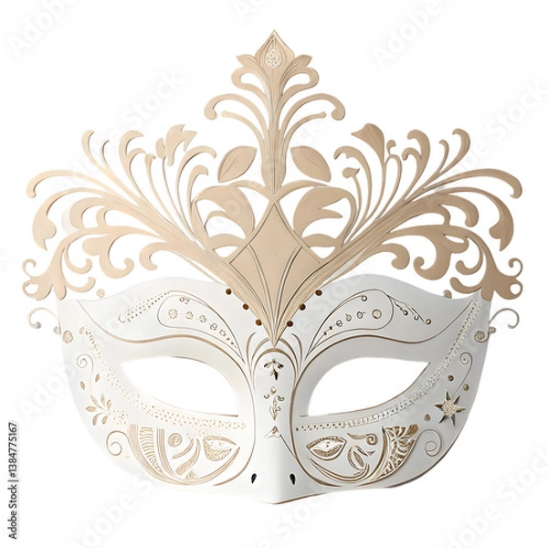 Obraz Elegant White & Gold Venetian Mask on transparent background