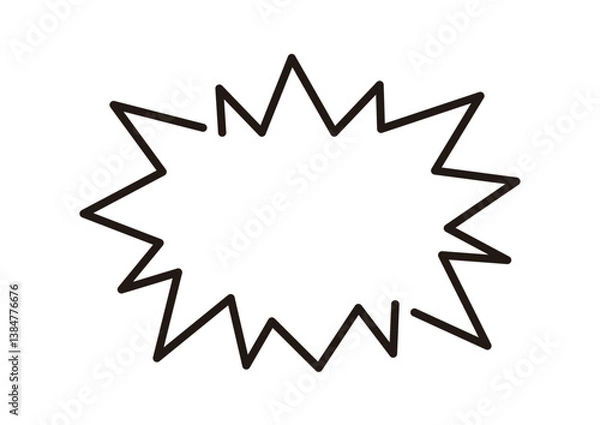 Obraz 線幅の編集が可能。シンプルでおしゃれな爆発した形の手描きの吹き出しのベクターイラスト
