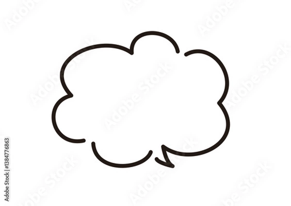 Obraz 線幅の編集が可能。シンプルでおしゃれな雲型の手描きの吹き出しのベクターイラスト