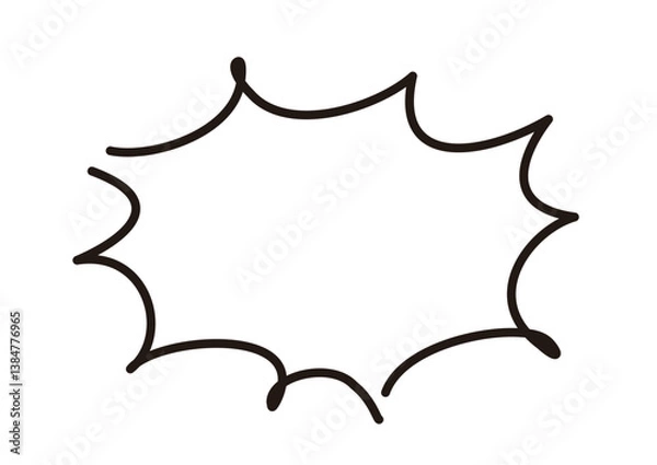 Obraz 線幅の編集が可能。シンプルでおしゃれな爆発した形の手描きの吹き出しのベクターイラスト