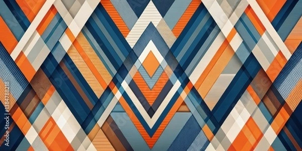Fototapeta Abstract Geometric Pattern with Interlocking Stripes and Shapes in Vibrant Autumnal Hues