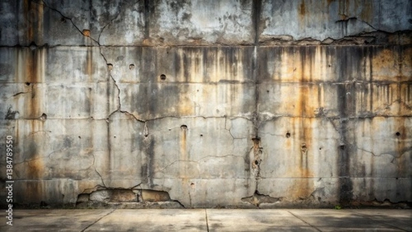 Fototapeta Weathered Concrete Wall with Ground Space, Ideal for Design Projects and Textures
