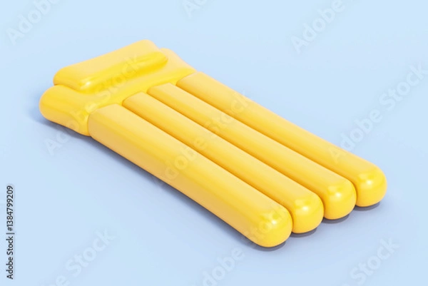 Fototapeta Cartoon inflatable pool float isolated on blue background. 3D illustration