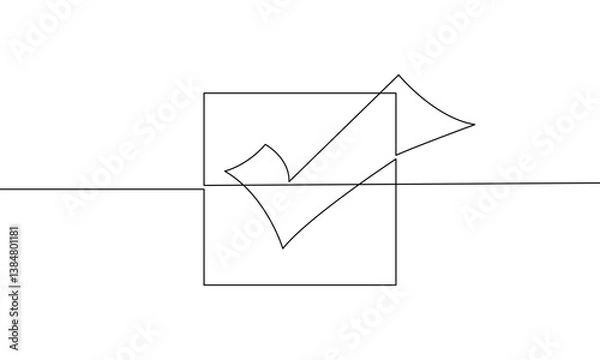 Obraz Continuous line drawing of Checklist on white background.
