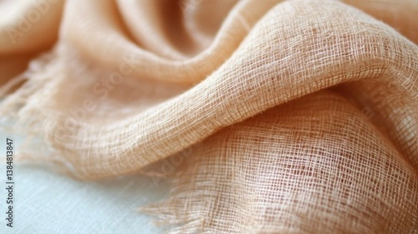 Obraz Close-up of Peach-Colored Textured Fabric.