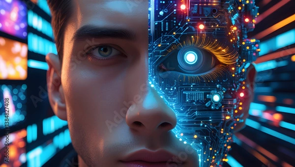 Obraz Human Meets AI in One Face