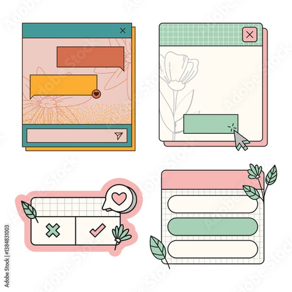 Fototapeta Website UI Browser Frame Fill Lined Cozy Tab Window Social Media Concept