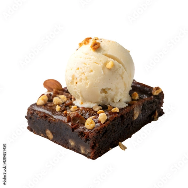 Obraz Fudge brownie with ice cream isolated on transparent background