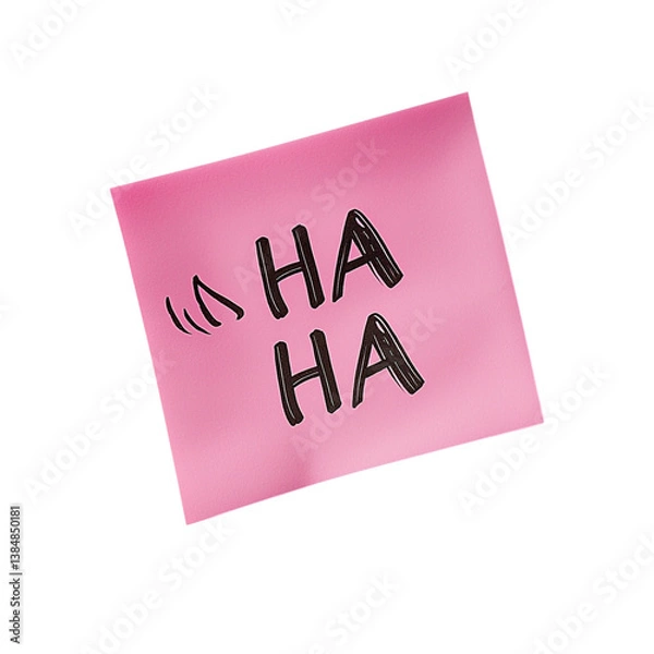 Obraz Pink sticky note Haha laugh.