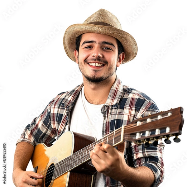 Obraz Smiling man playing guitar.