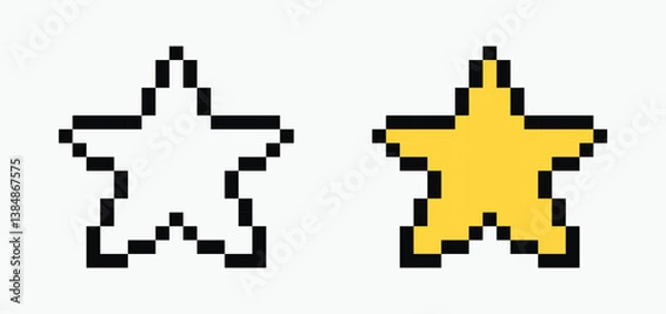 Fototapeta set star pixel art icon vector illustration.